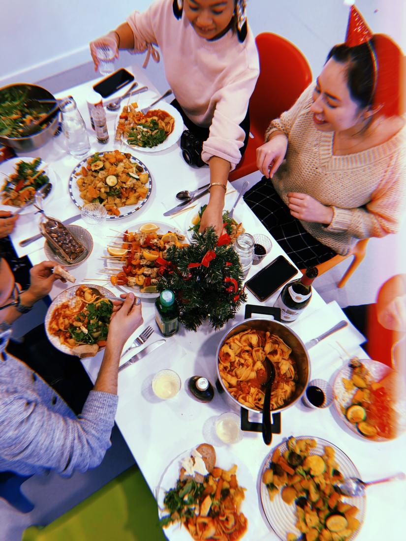 A group of girls having a celebratory dinner