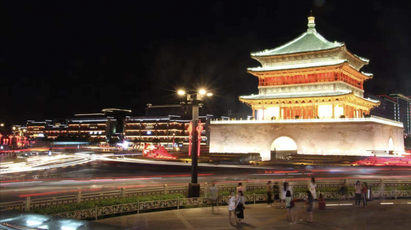A temple in China at night