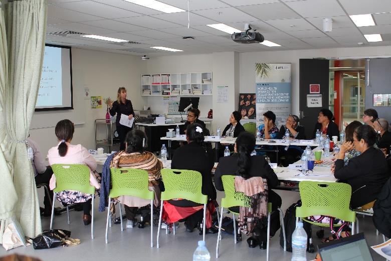 Prof Angela Dawson (UTS Health) presenting at the workshop