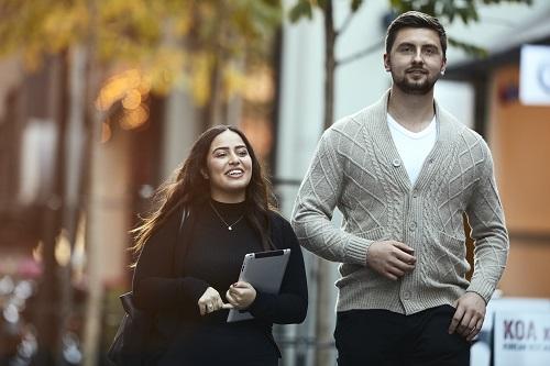 Students walking