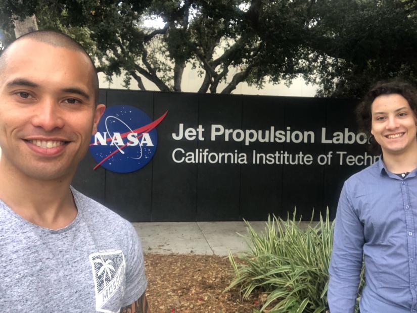 Tui Nolan pictured with Giovanni D'Uso at NASA's jet propulsion lab