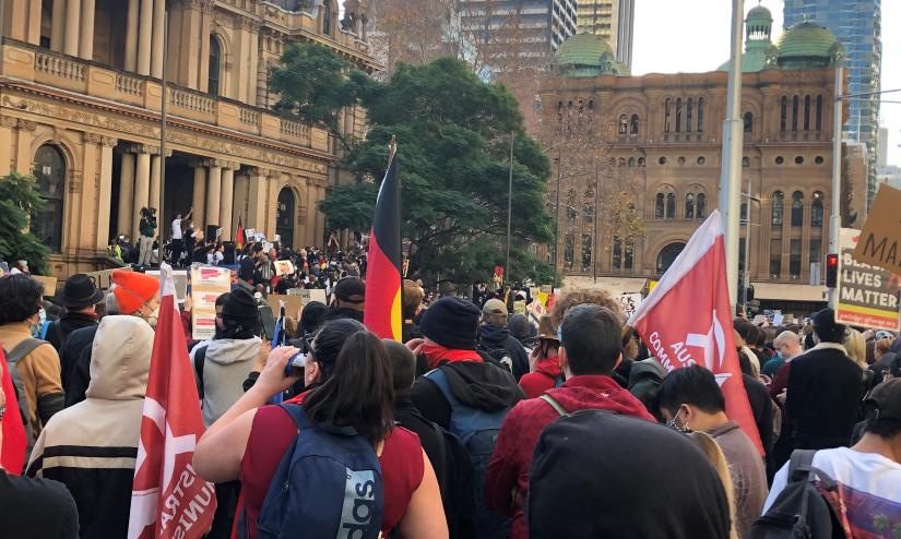 Photograph of a crowd of people at the Black Lives Matter protest in Sydney