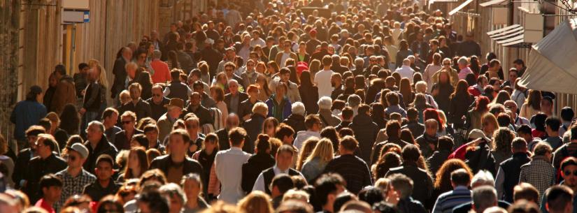 A street crowded with many people