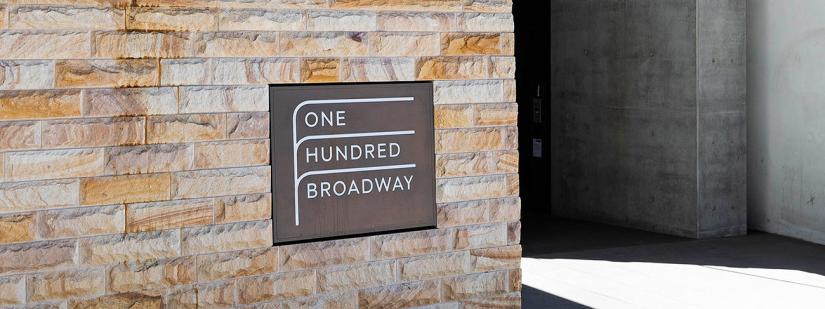 One Hundred Broadway street sign
