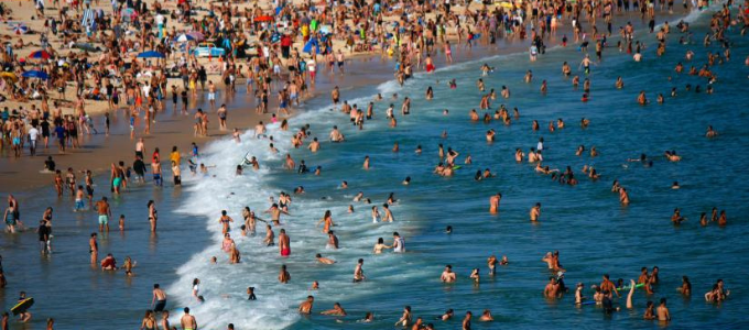 Australians enjoying themselves at the beach