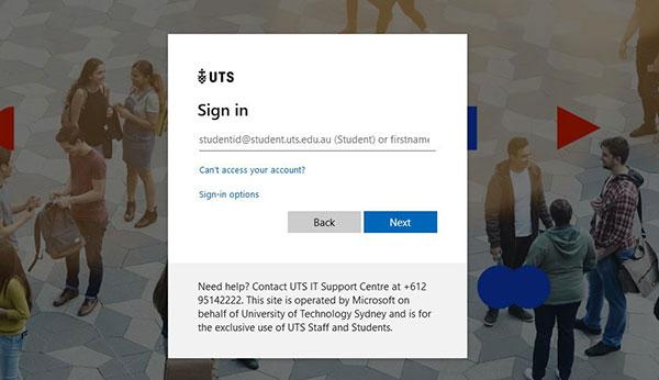 Sign in to UTS using your email address