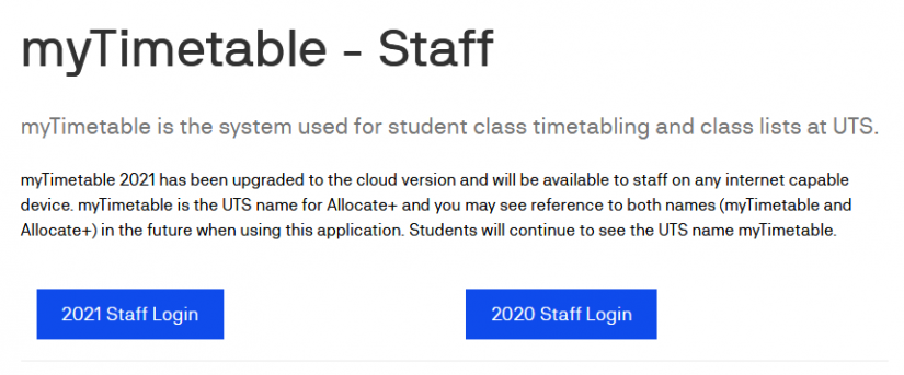 My Timetable - Staff Login