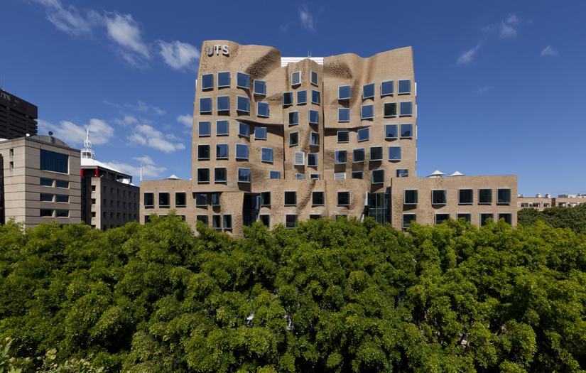 Dr Chau Chak Wing Building with trees in the foreground