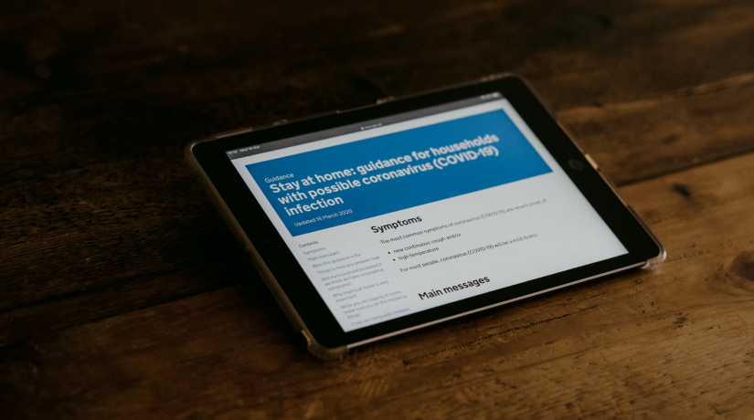Self isolating guidance on tablet