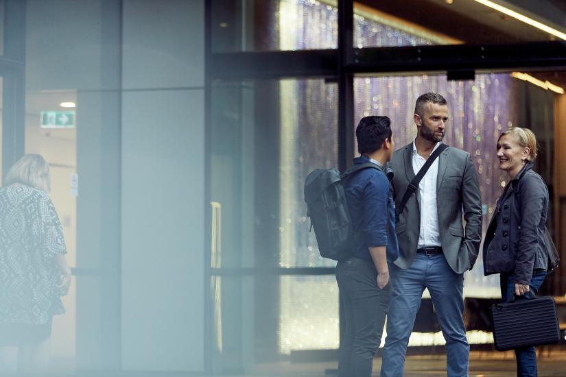 UTS postgrad students socialising on campus