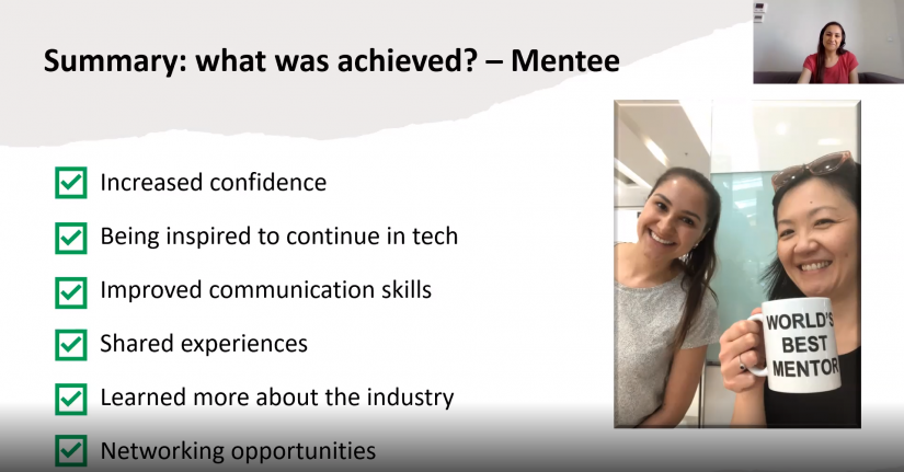 Mentor and mentee presenting at Lucy Mentoring launch