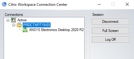 Screenshot Citrix WorkSpace - connection center