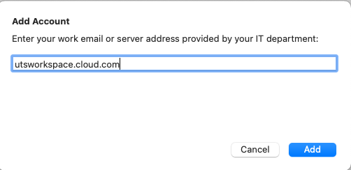 Screenshot Citrix WorkSpace - server address