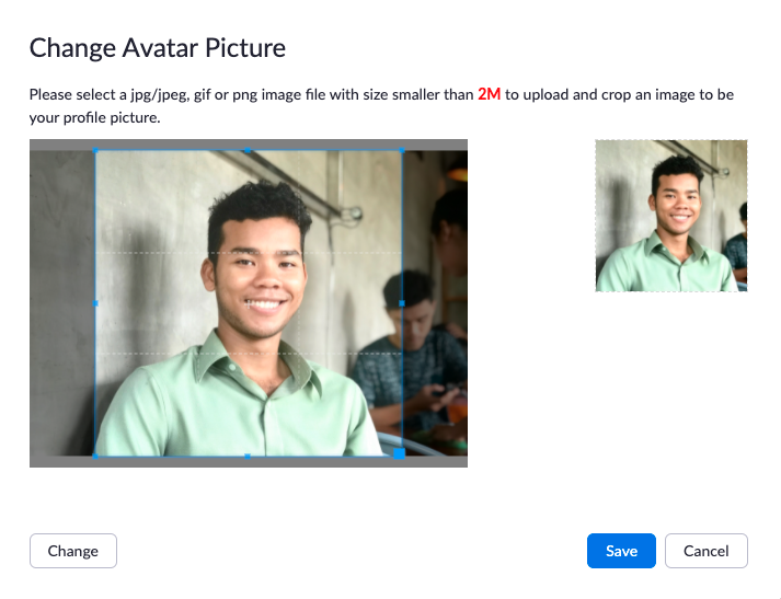 Zoom profile 3 - cropping image for avatar