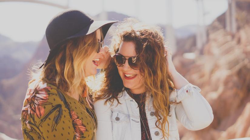 two women laughing