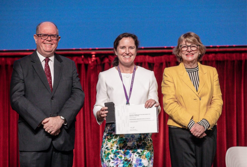 Helen Benson receiving Learning and Teaching award