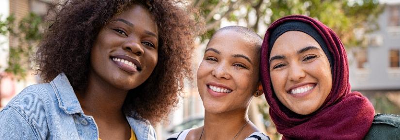 three women from diverse backgrounds