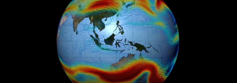 the NASA image shows weather patterns on the planet Earth.