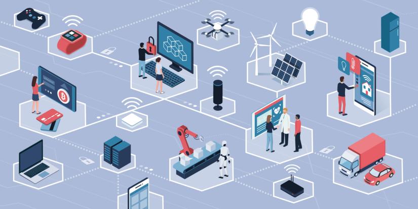 Infographic showing blockchain and Internet of Things