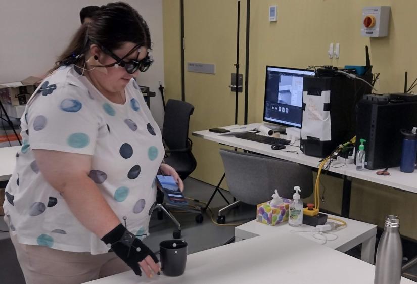 Photo of test user locating objects 