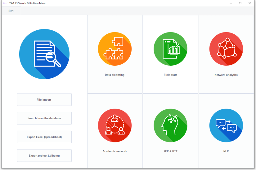 BiblioGene Miner main interface screenshot