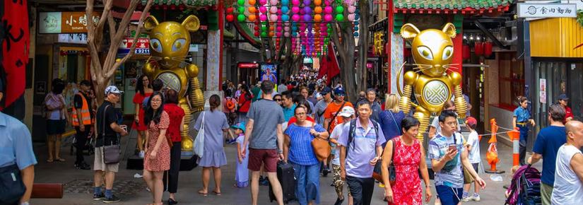 People gather in Sydney's Chinatown during Lunar New Year