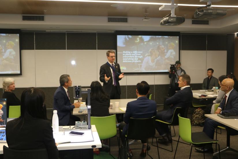 SunRice CEO, Rob Gordon speaks in front of attendees