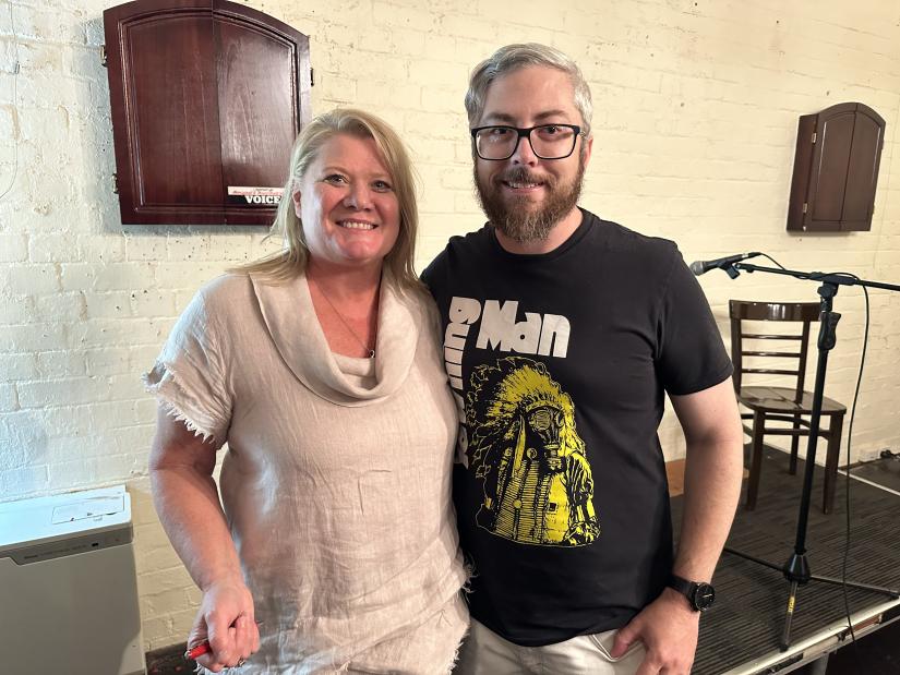Jane smiles at the camera with Nathan McMahon