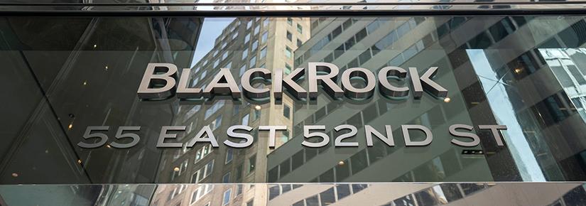 Stock picture of the name plate on the BlackRock headquarters in New York