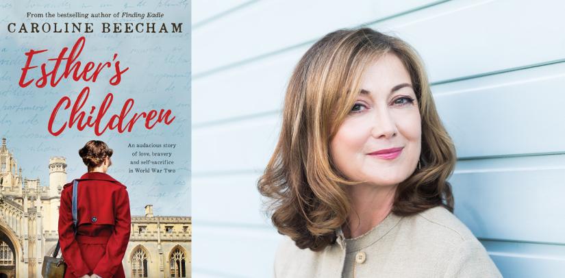Poster with image of Caroline and cover of her new book 'Esther's Children'
