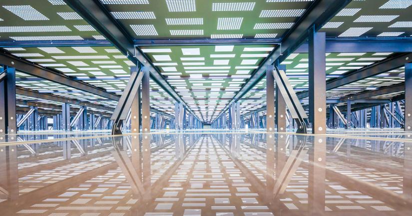 Abstract of the Faculty of Engineering and IT building binary facade. Image Simon Anders