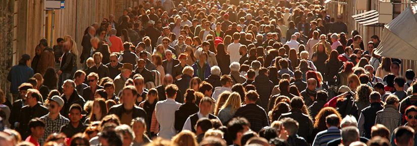 A street crowded with many people