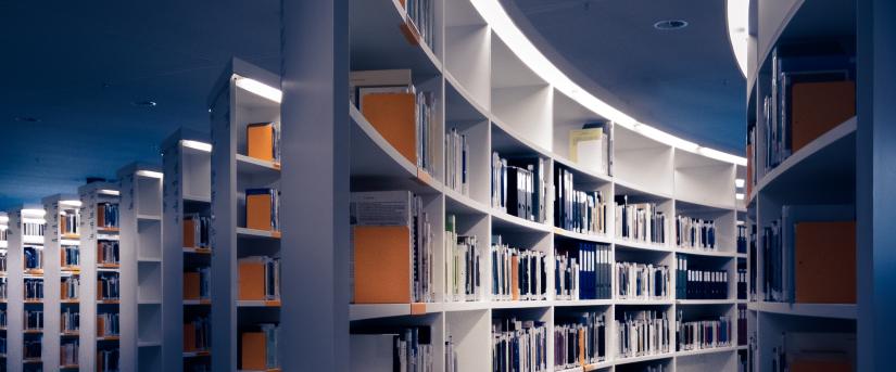 image of a library hallway