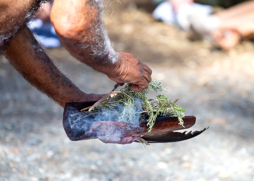 Smoke ritual at community event