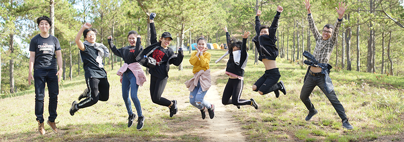 Students jumping