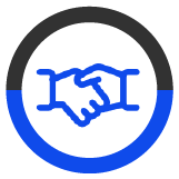 Shaking hand inside a circle