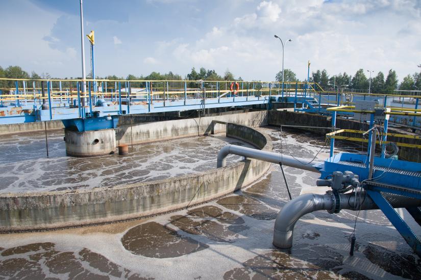 A wide view of a wastewater treatment plant