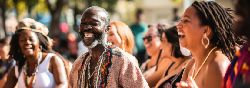 Smiling festival attendees