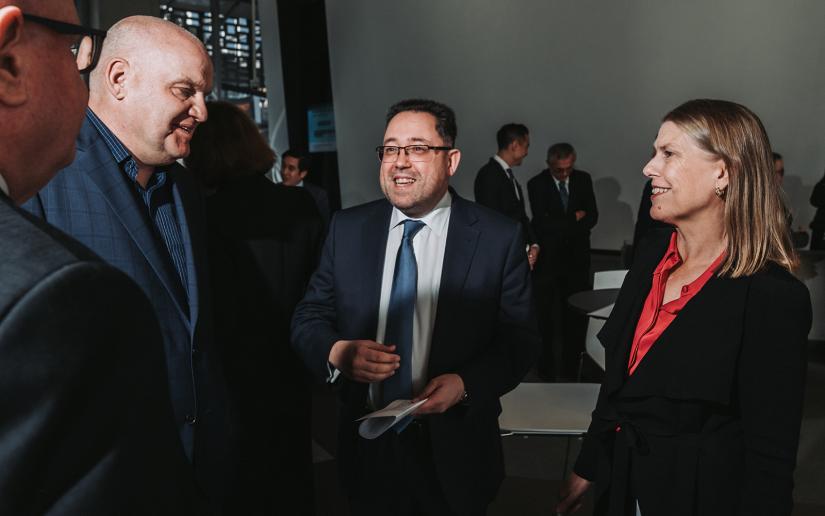 NBN Chief Engineering Officer, John Parkin, UTS Professor Michael Blumenstein, UTS Professor and FEIT Dean Peta Wyeth at the partnership launch in Ultimo.