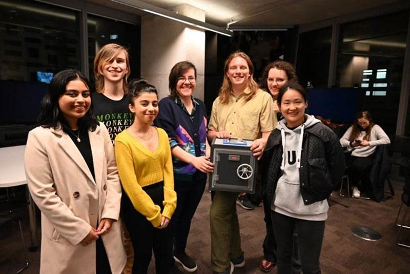 Winning team poses with their prototype.