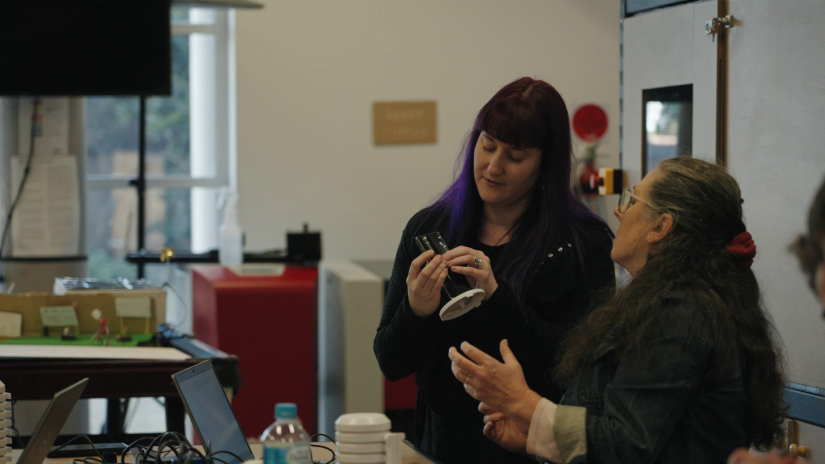 Claire Chaikin-Bryan running an air quality sensor workshop