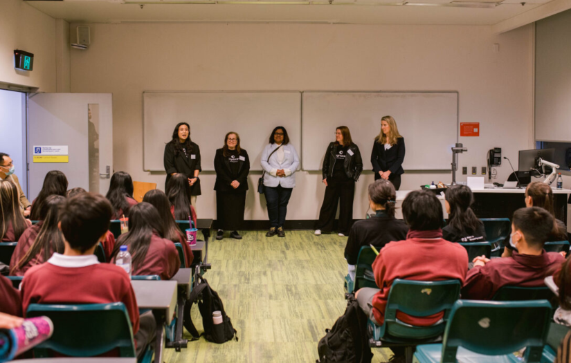 The WiEIT and Cognizant teams engaging with high school students at UTS campus.