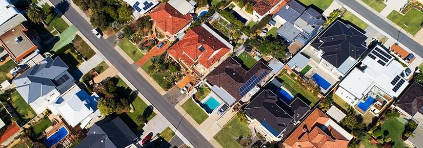 Aerial shot of houses