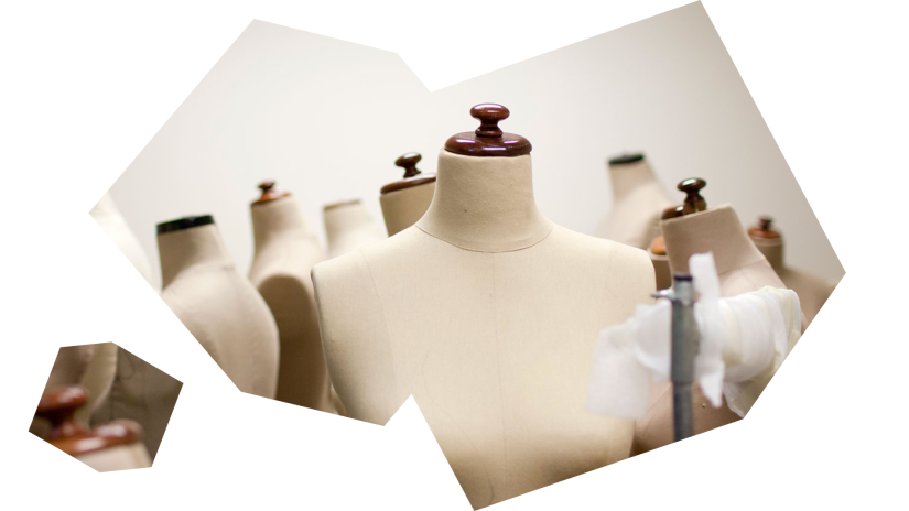 Group of mannequins in cube mask