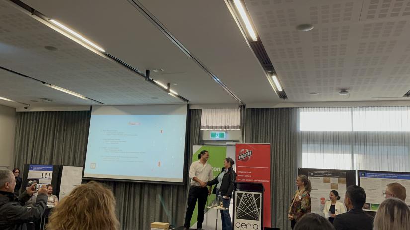 Student winning an award