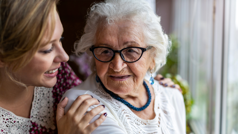 Young woman with elderly grandmother