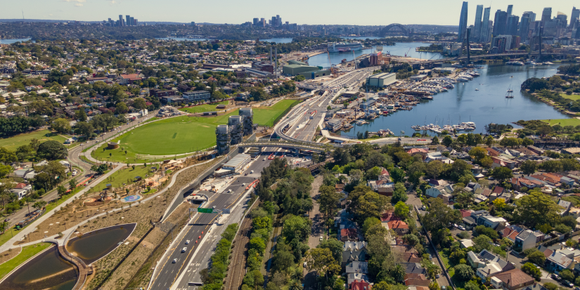 Aerial view of Rozelle interchange in Sydney