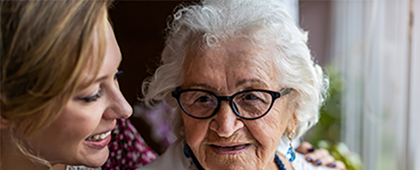 Young woman with elderly grandmother