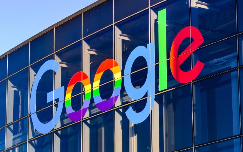 Picture: Adobe Stock. June 8, 2019 Mountain View / CA / USA - Google office building in the Company's campus in Silicon Valley; The "double o's" of the logo are decorated in rainbow colours in honour of LGBTQ Rights