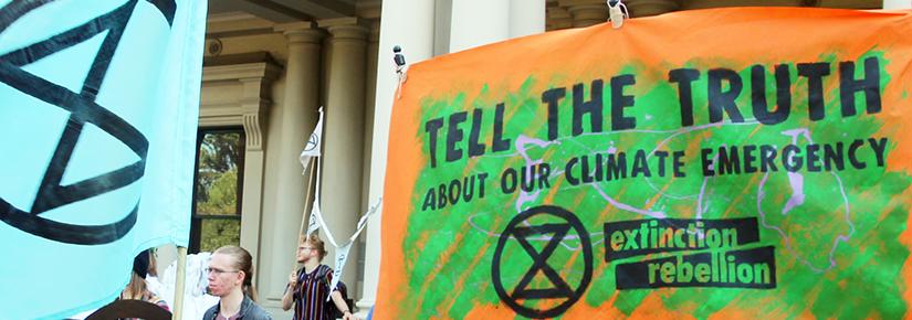 Outside Victorian State Government offices - Extinction Rebellion Declaration Day Melbourne March 22, 2019. Picture by John Englart on Flickr, CC BY-SA 2.0 